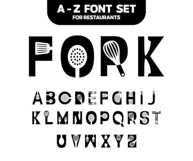 Alphabet A to Z Font Set For Food Company Or Restaurants