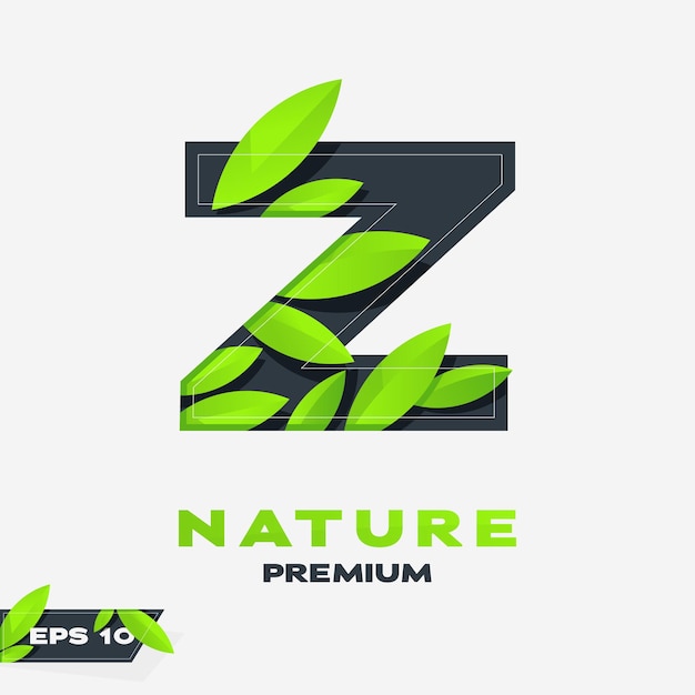 Alphabet Z Nature Leaves Logo