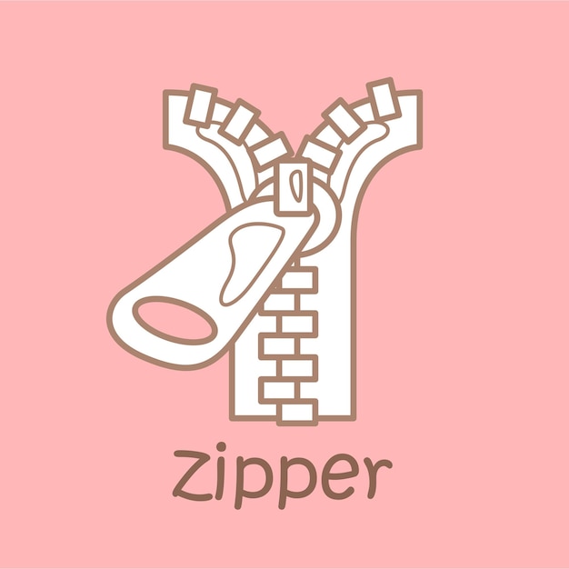 Alphabet z for zipper vocabulary school lesson cartoon digital stamp outline