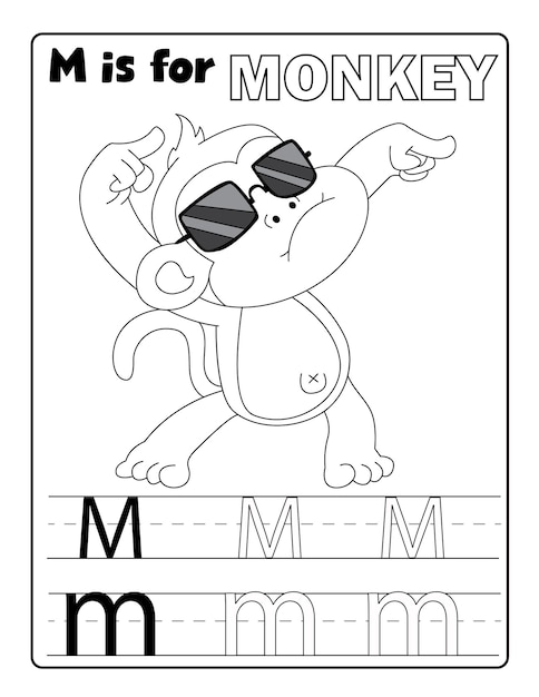 Vector alphabetical animal coloring and letter tracing coloring pages print ready vector