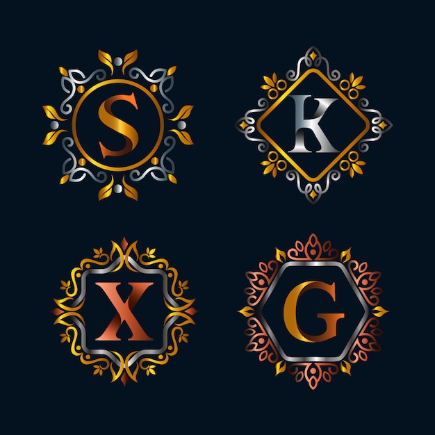 Vector alphabets in vintage style emblem logo design