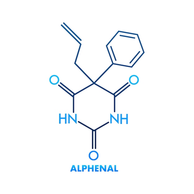 Alphenal formule Alphenal chemische moleculaire structuur Vector illustratie