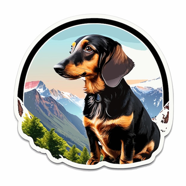 Alpine dachsbracke flat sticker cartoon style illustration