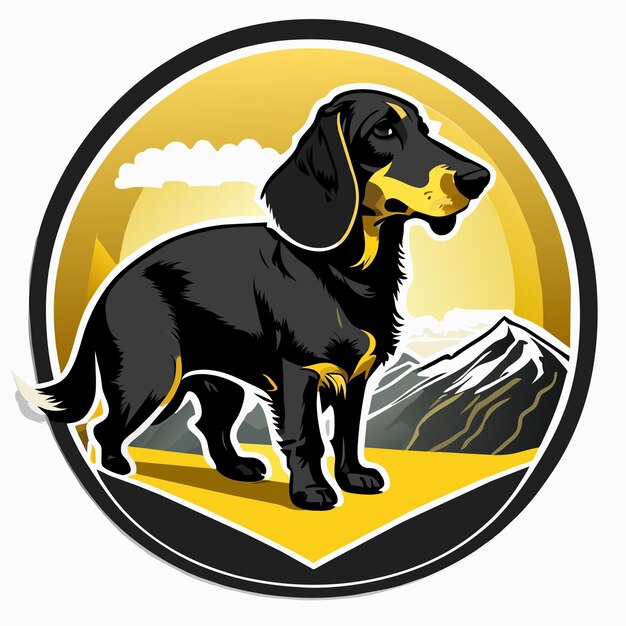 Vector alpine dachsbracke flat sticker cartoon style illustration