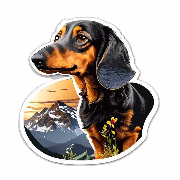 Vector alpine dachsbracke flat sticker cartoon style illustration