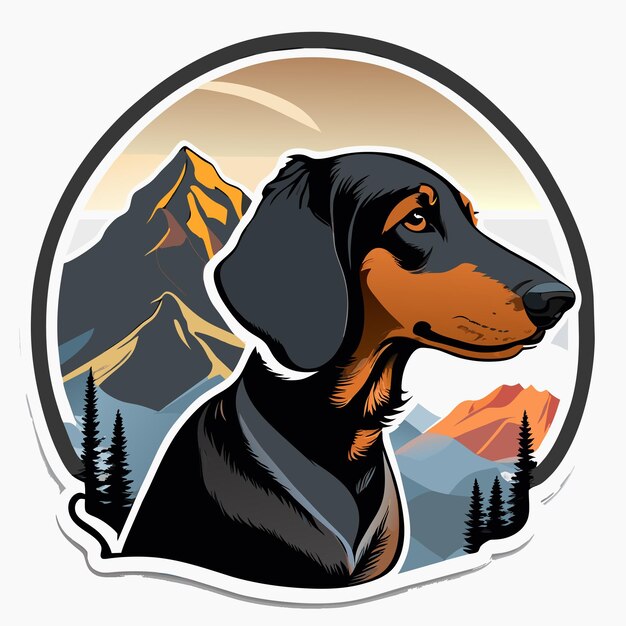 Alpine dachsbracke platte sticker cartoon stijl illustratie