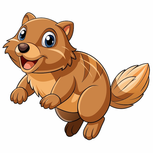 Vector alpine marmot groundhog jumps vector kawaii