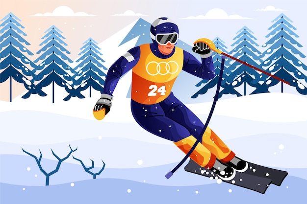 Vector alpine skiing sport illustration