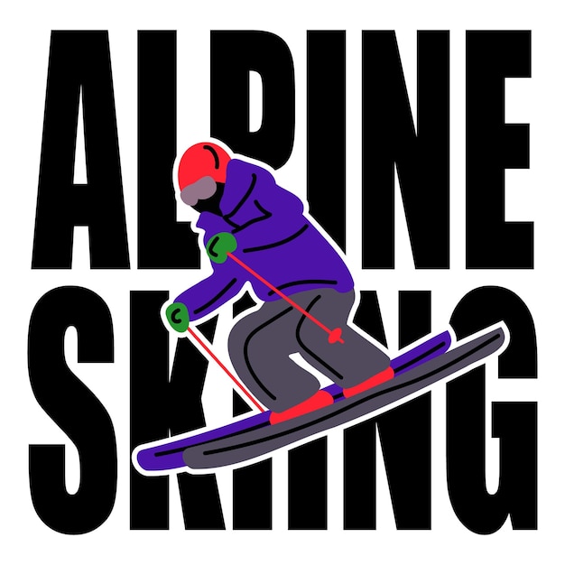 Alpine skiing vector illustration