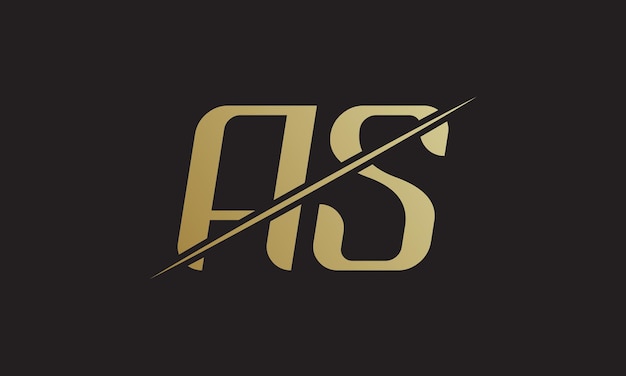 Als Letter Logo Ontwerp Vector Sjabloon Gouden En Zwarte Letter Als Logo Design