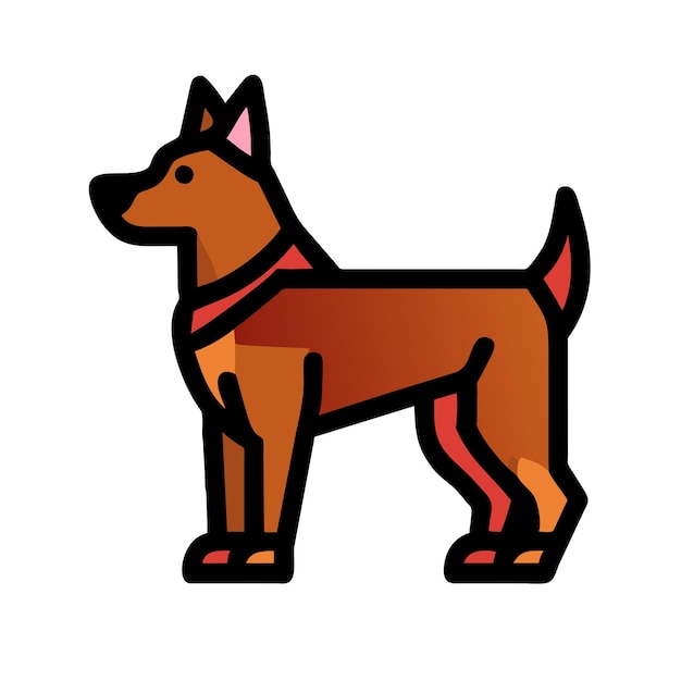 Vettore illustrazione vettoriale dell'icona rossa del cane alsaziano