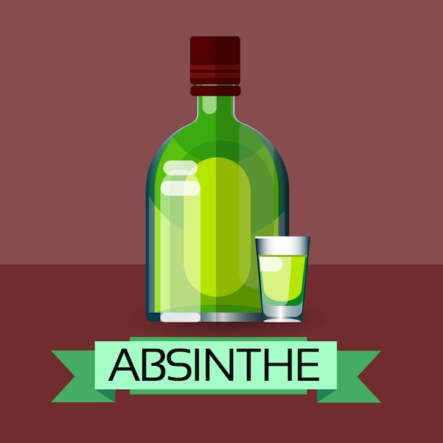 Alsem fles alcohol drinken pictogram platte vectorillustratie