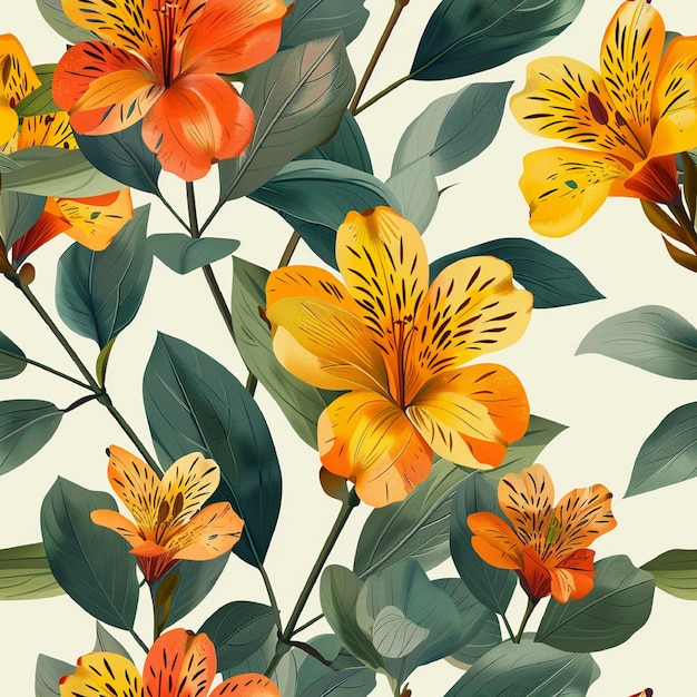 Alstroemeria seamless pattern background vector cute plants graphic withEPS file