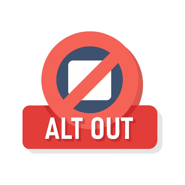 Alt sign out isolated flat vector illustration