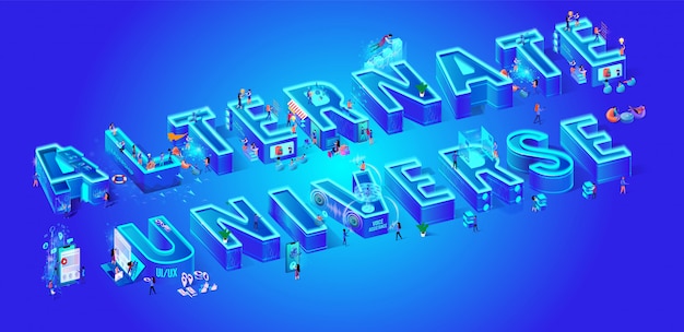 대체 우주 그림 아이소 메트릭.