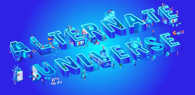 Vector alternate universe illustration isometric.