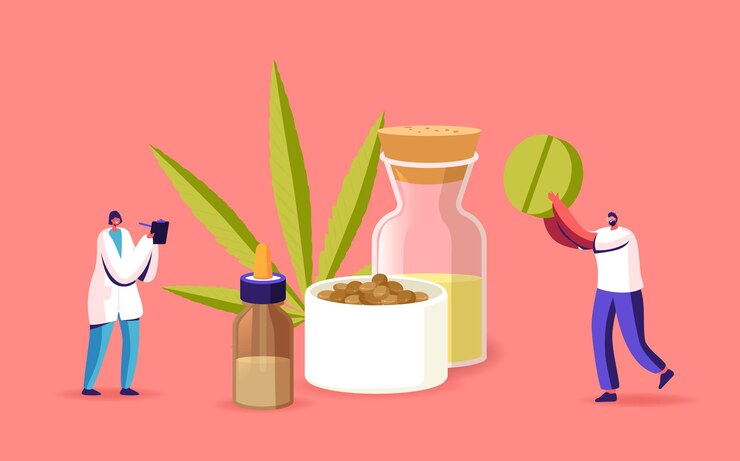 Vector alternative cbd remedy or medication, light drugs for personal use