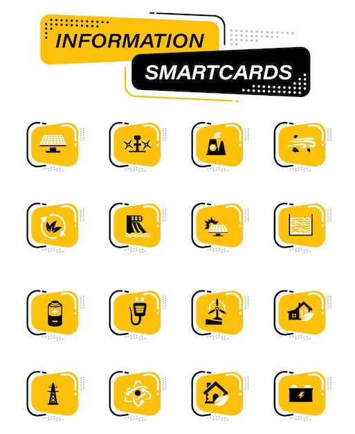 ユーザーインターフェイス設計のための情報スマートカード上の代替エネルギー色ベクトルアイコン