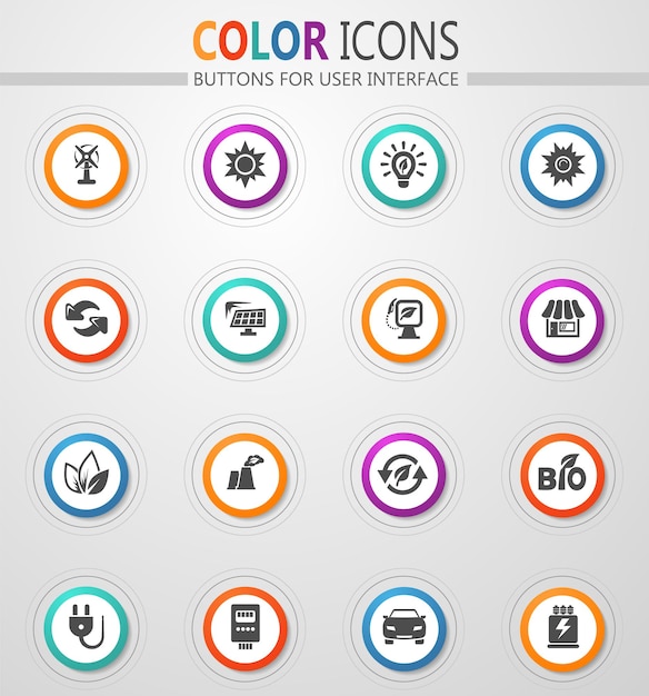 Vector alternative energy icons set for web sites and user interface