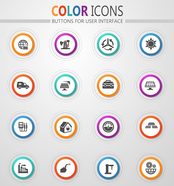 Vector alternative energy icons set for web sites and user interface