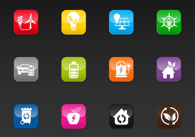 Icone web professionali di energia alternativa per il tuo design