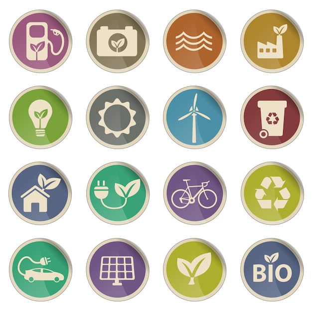 Alternative energy simple vector icons