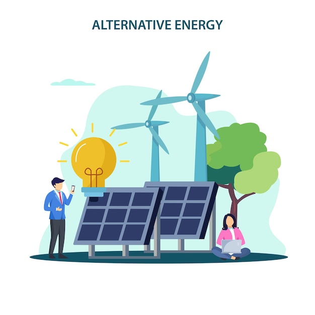 Alternative energy Vector illustration Idea of ecology frinedly power green city energy app