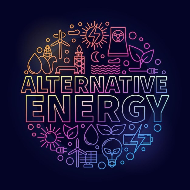 Vector alternative energy vector round concept colored linear modern illustration