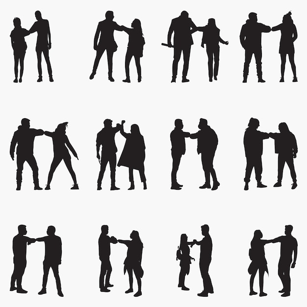 Vector alternative handshake silhouettes