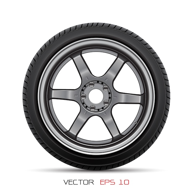 Aluminum wheel car tire style racing on white background.