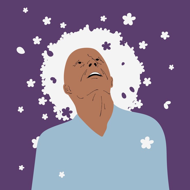Vector alzheimer bewustzijn maand paarse ouderen geheugen verliezen als bloem bloesem illustratie