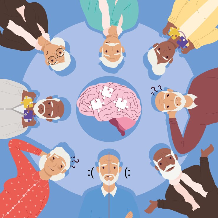 Vector alzheimerpatiënten hersenen
