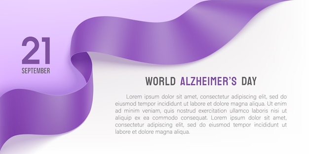 Alzheimers day poster with purple ribbon