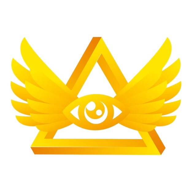 Alziend oog met vleugels Gouden Piramide Vrijmetselaarssymbool