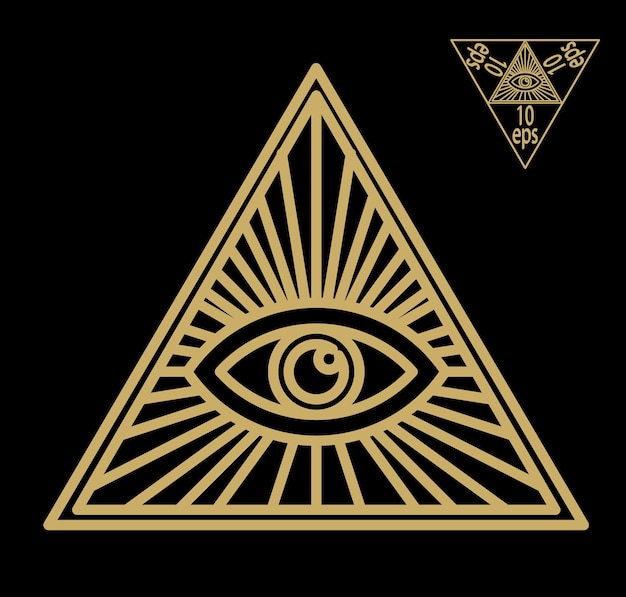 Alziend oog of stralende delta Vrijmetselaars-symbool dat de Grote Architect van het Universum symboliseert