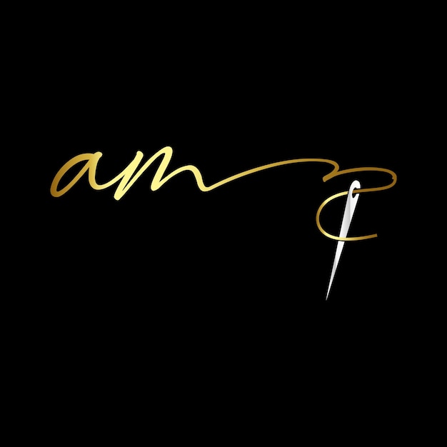 AM initial logo, handwriting clothing logo template vector