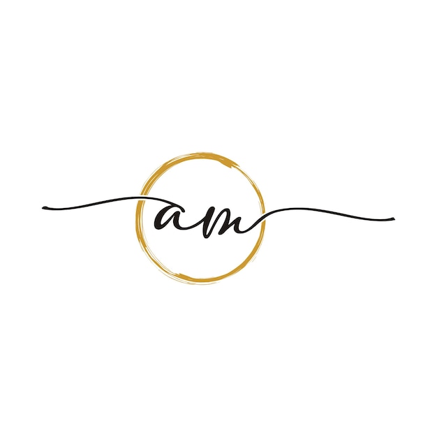 AM Initial Script Letter Beauty Logo Template