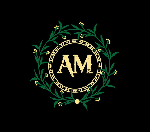 円形のAM文字ロゴデザイン ユニークでシンプルなデザインのAMロゴデザイン