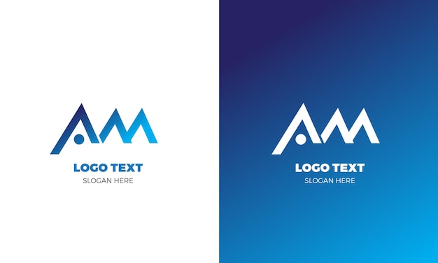 AM 文字または山のロゴのデザイン