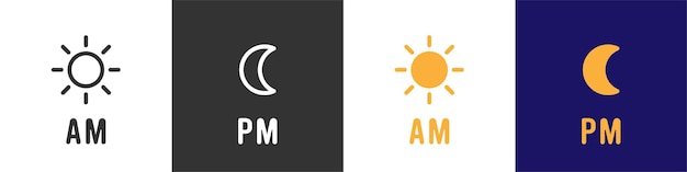 AM and PM symbol icon illustration