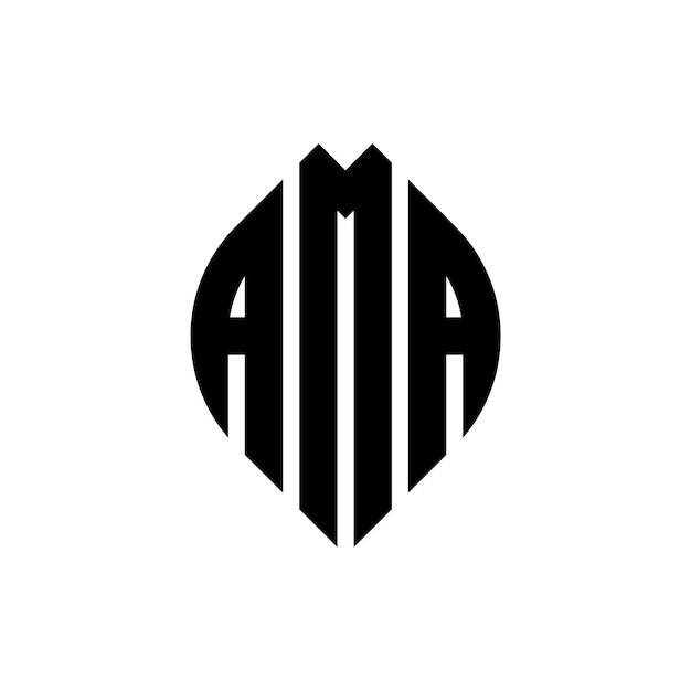 Дизайн логотипа ama круговой буквы с формой круга и эллипса ama эллипсовые буквы с типографическим стилем три инициалы образуют логотип круга ama круговая эмблема абстрактная монограмма буква марка вектор