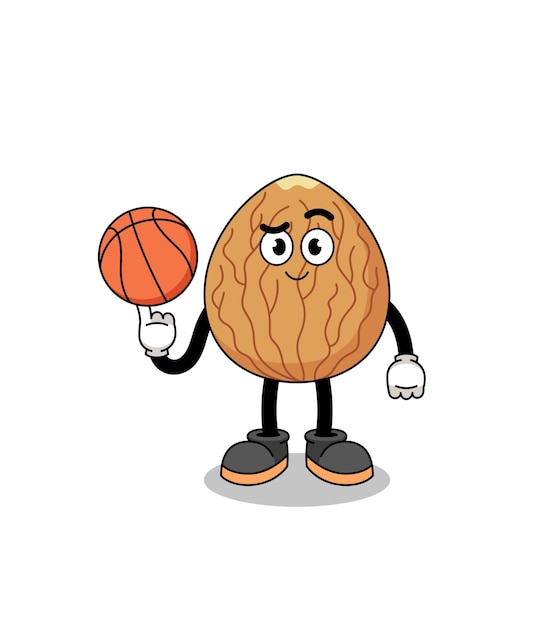 Amandelillustratie als personageontwerp van een basketbalspeler