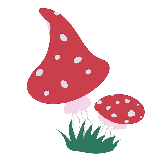 Amanita Muscaria fly agaric in cartoon style