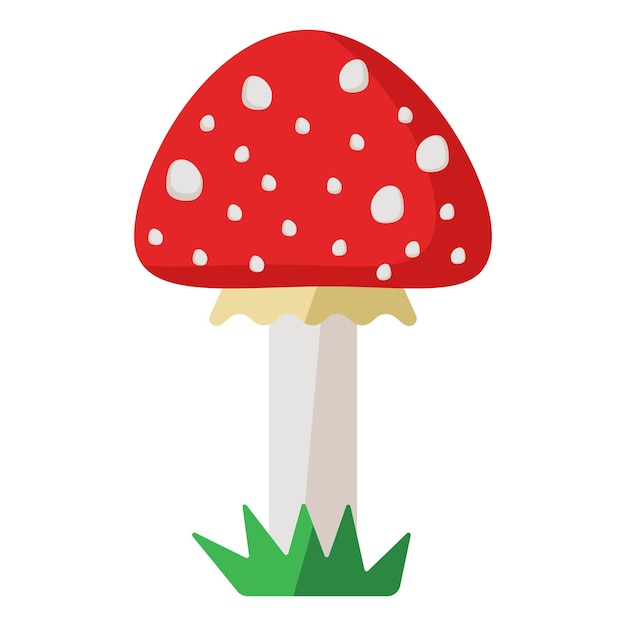 Amanita Poisonous mushroom Autumn season Vector flat illustration