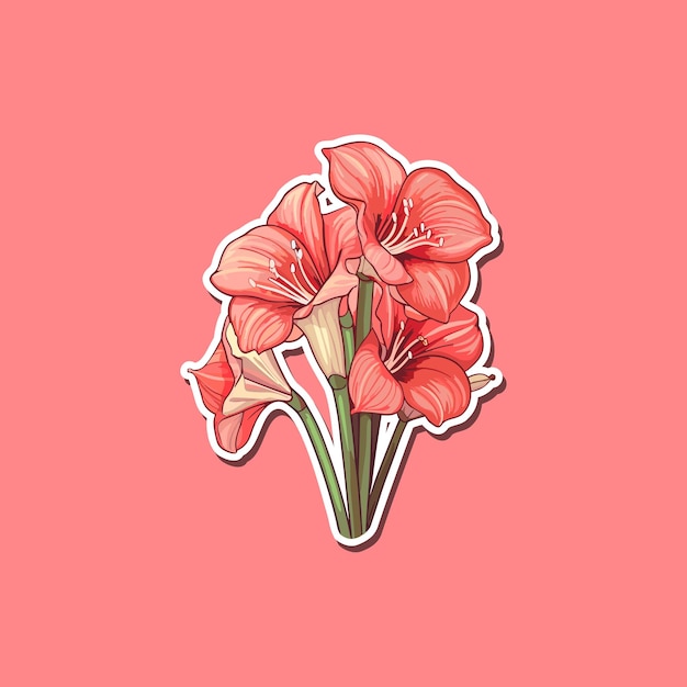 Amaryllis sticker kawaii illustrazione di cartoni animati