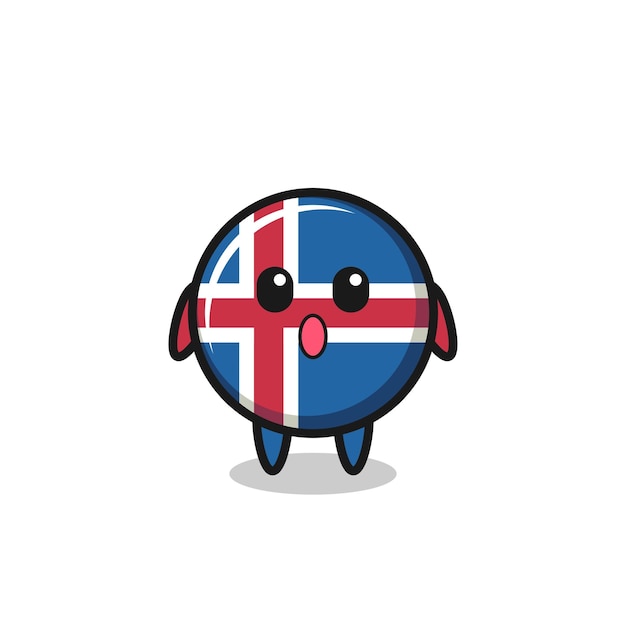 The amazed expression of the iceland flag cartoon