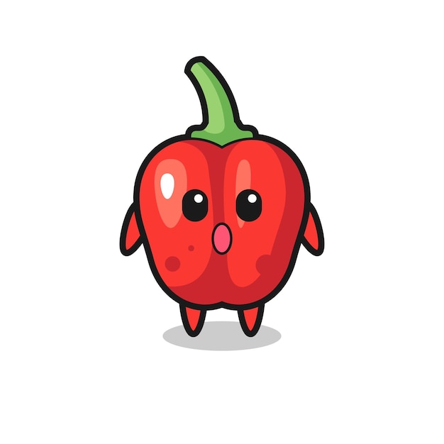 The amazed expression of the red bell pepper cartoon