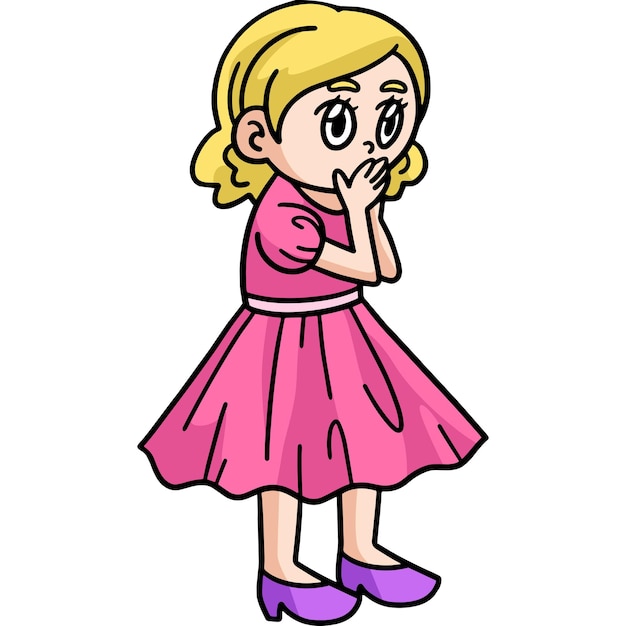 Amazed Woman Cartoon Colored Clipart Illustration