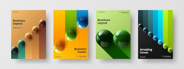 Amazing 3d balls corporate identity layout set