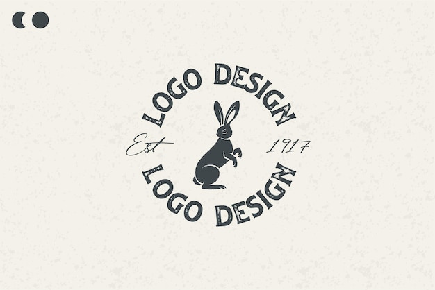 Vector amazing bunny logo design vintage design classic style